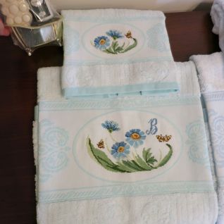 Coppia asciugamano per Barbara in celeste