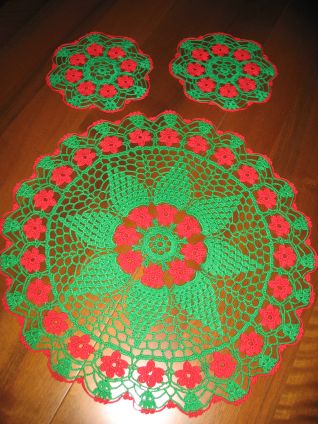 Parure centri colore rosso e verde