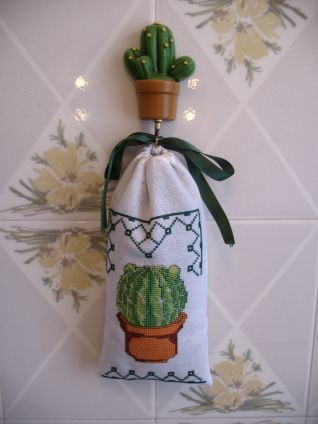 Sacchettino singolo cactus porta lavanda per bagno
