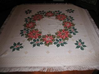 Tovaglia con stelle di Natale e vischio