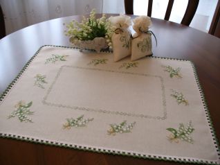 Tovaglietta Mughetti e portaconfetti con iniziali