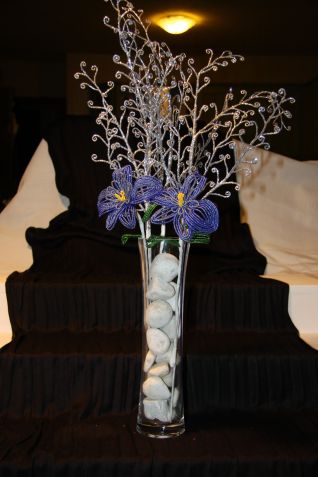 vaso di fiori con perline