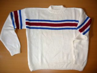 Maglia bianca blu rossa