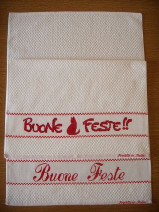 Asciugamani Cucina Buone Feste Rossi