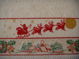 Asciugamani Cucina Slitta Babbo Natale_particolare