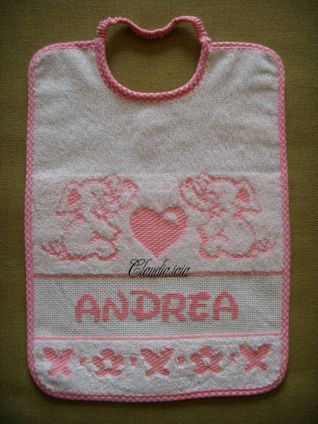 Bavaglino elefantini rosa per Andrea