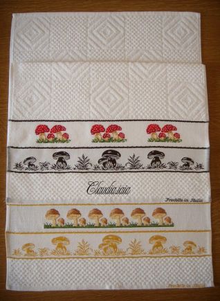 Coppia asciugamani cucina Funghi