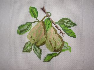 dettaglio tovaglia pere