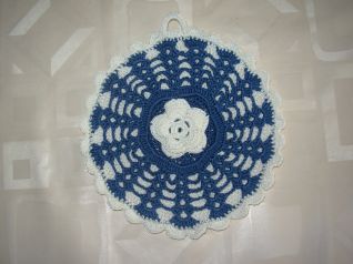 presina uncinetto blu beige