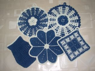 presine uncinetto blu