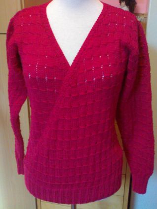 MAGLIONE FUCSIA SCOLLO A V INCROCIATO