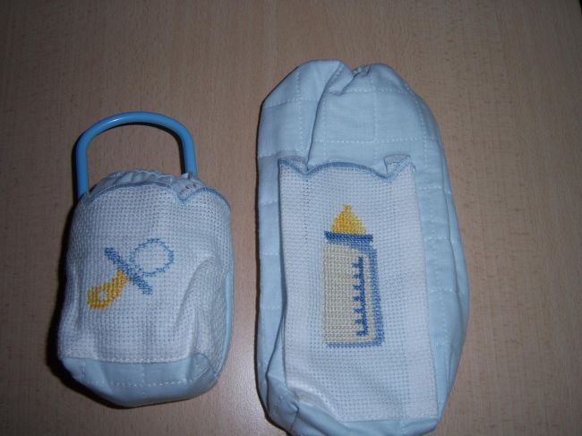 Kit Ricamo Punto Croce Per Neonato - Bavaglino, Porta Biberon E Porta Ciuccio | Con Filo E Schema - Foto 8