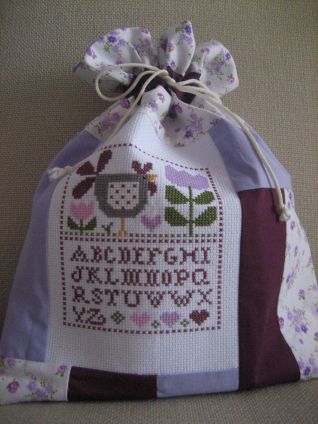 sacchetto patchwork con coulisse