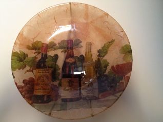 Piatto bottiglie decoupage