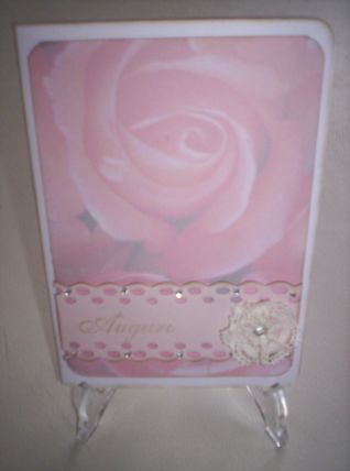 biglietto  rosa e fiorellino merletto