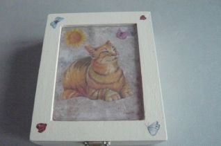 scatola decoupage gatto