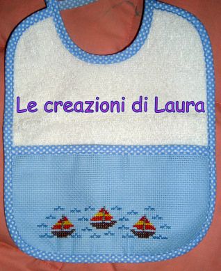 bavaglino bimbo punto croce barchette