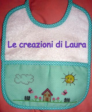 Bavaglio bimbo punto croce casetta + sole