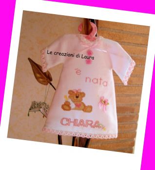 Fiocco Nascita Bimba Maglietta punto croce