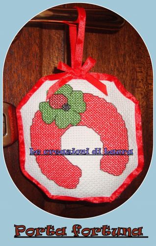 PORTA-FORTUNA ferro di cavallo+quadrifolglio+coccinella
