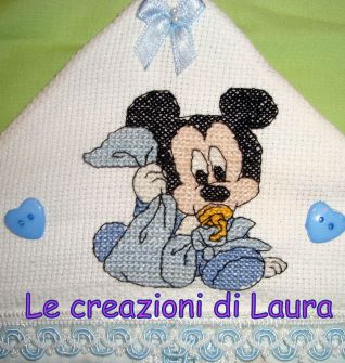 PORTA PANNOLINI BABY TOPOLINO DETTAGLIO 2 PUNTO CROCE