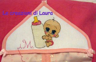 Porta pannolini punto croce Gaia - dettaglio -