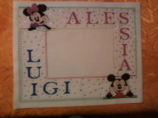 Quadro porta foto minni e topolino per due fratellini