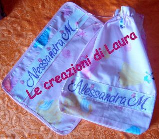 Set Asilo bimba 2 Alessandra punto croce con farfalle