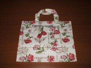 Borsa in cotone - fiori fucsia lilla