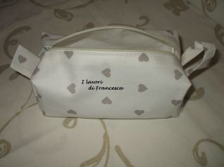 Mini pochette cuoricini beige - foderata