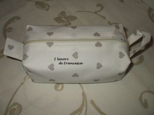 Mini pochette cuoricini beige