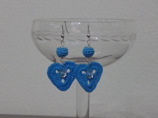ORECCHINI CON CUORE E PERLA UNCINETTO