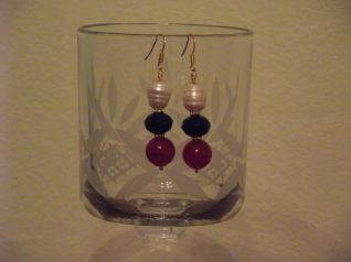 ORECCHINI CON PERLA,SWAROVSKI E AGATA FUCSIA