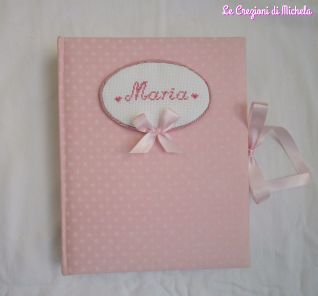 Album foto nascita rosa cuori piccoli per Maria