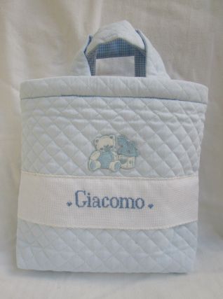Beauty case,borsa trapuntata, personalizzata per Giacomo