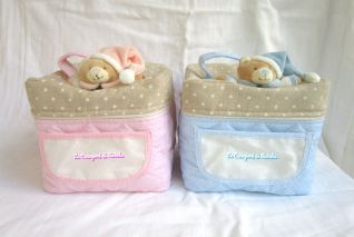 beauty case trapuntato rosa o celeste con orsetto