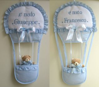 fiocchi nascita mongolfiera per Giuseppe e Francesco