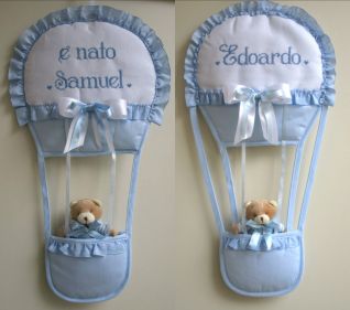 fiocchi nascita mongolfiera personalizzati per Samuel e Edoardo