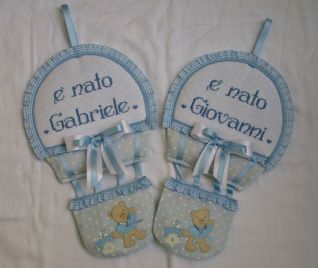Fiocco Coccarda Nascita Mongolfiera Celeste x Gabriele e Giovanni