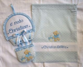 Fiocco Coccarda Nascita Mongolfiera e sacca ospedale