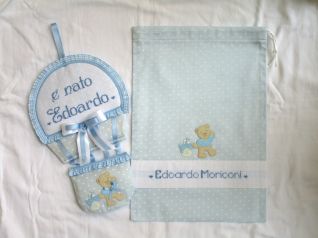 Fiocco mongolfiera e sacca per Edoardo