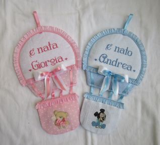 Fiocco nascita mongolfiera per Giorgia e Andrea