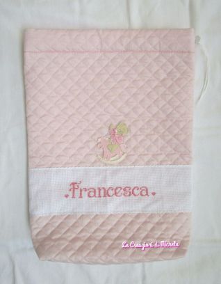 sacchetto trapuntato rosa  per Francesca