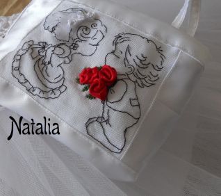 borsetta-sposini - punto scritto + nastrini