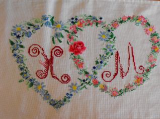 iniziali- frammento di tappettino per sposi