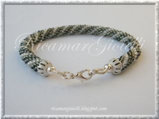 Bracciale crochet grigio-verde