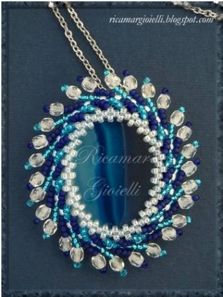 Ciondolo Swirling Sun con agata blu