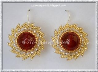 Orecchini perle d'agata rossa e swirling sun