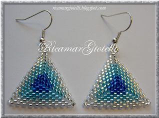 Orecchini Triangolo in Blu-Azzurro-Argento