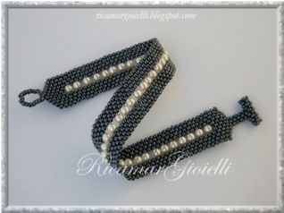 Parure metallic hematite e perle avorio_bracciale